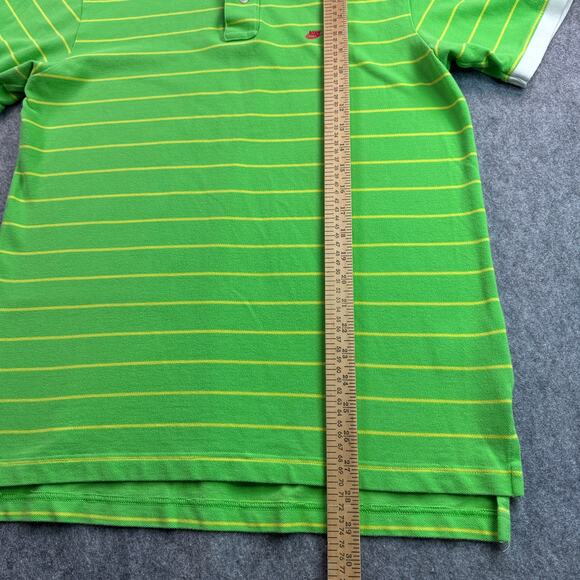 Nike Vintage Men's L Green Yellow Striped Golf Polo Shirt - Picture 3 of 6